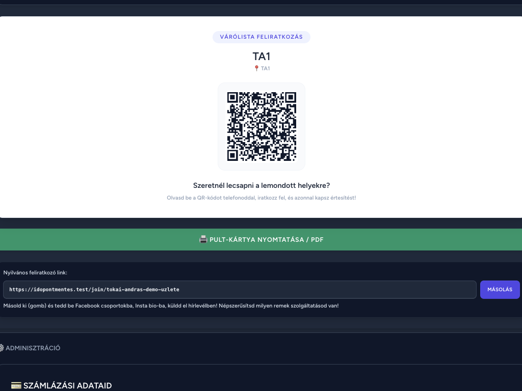QR Kód nyomtatás, Bejelentkezési megosztása